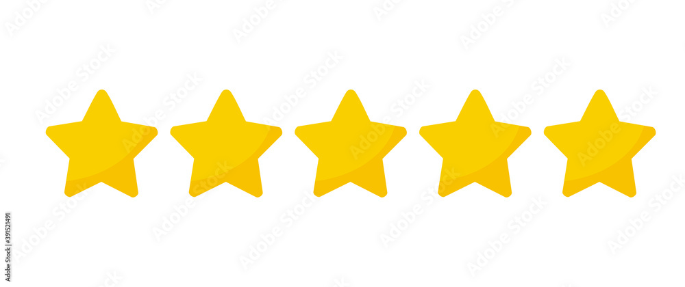 Poster Yellow five stars quality rating icons.