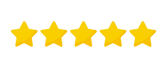 Yellow five stars quality rating icons.