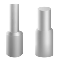 3d blank cosmetic packs: nail polish set. Vector illustration. Set for package design.