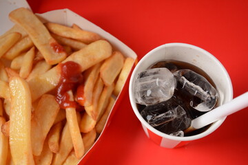 French fries,  and soft drink. Traditional American fast-food