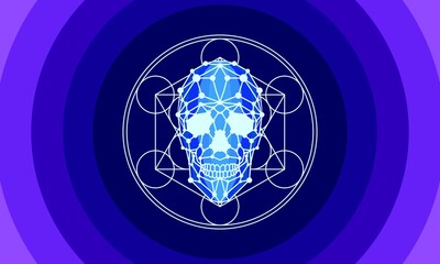 Naklejka premium Esoteric 3D Skull Symbol Vector Illustration