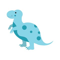 Dinosaur tyrannosaurus cute in flat style for designing dino party, children, kids holiday, dinosaurus related materials. For card, poster, wallpaper, banner. Jurassic park theme.
