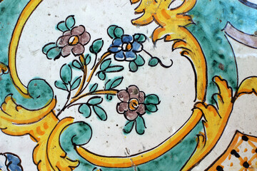 Hand-decorated Sicilian tile from Caltagirone