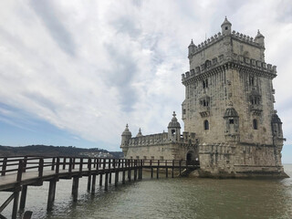 the Tower of Belem near the Tagus river in Lisbon Portugal