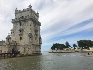 Fototapeta premium the Tower of Belem near the Tagus river in Lisbon Portugal