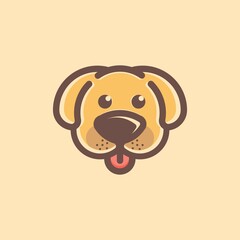 Cute Cartoon Dog Head Logo Brand Identity Vector Icon Illustration