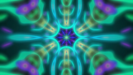 Abstract neon blurry patterned symmetrical background.