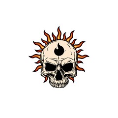 Sun And Skull Tattoo Symbol Vector Illustration