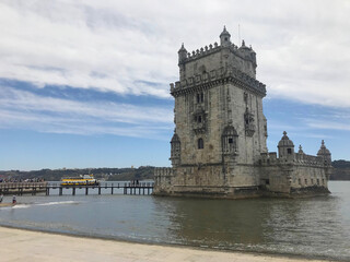 Fototapeta premium the Tower of Belem near the Tagus river in Lisbon Portugal