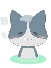 温泉につかる猫のキャラクター