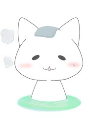 温泉につかる猫のキャラクター