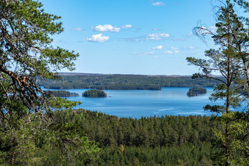 Fototapeta na wymiar Beautiful high point landscape view cross a lake in Sweden