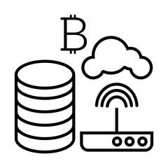 Bitcoin mining icon vector illustration