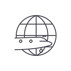 Fototapeta premium Air delivery icon, linear isolated illustration, thin line vector, web design sign, outline concept symbol with editable stroke on white background.