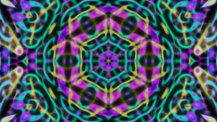 Abstract neon blurry patterned symmetrical background.