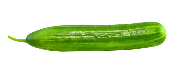 Cucumber whole one, green isolated on a white background with clipping path. Full depth of field.