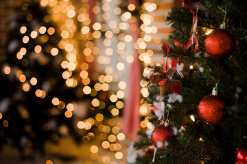 Obraz na płótnie Canvas christmas lights, decorations.