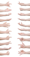 Collection of man hands gestures Isolated on white background with clipping path.