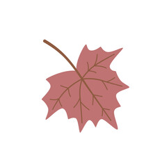 Simple autumn leaf in a modern, fashionable style. Hand-drawn vector illustration of a maple leaf for seasonal design.