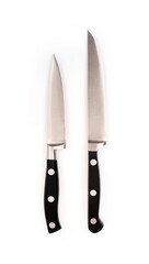 Two sharp knives isolated on a white background