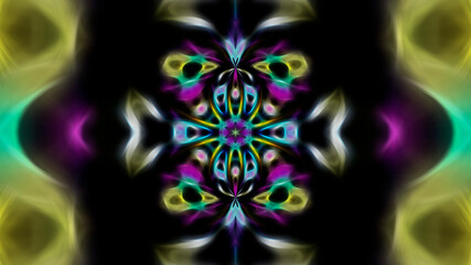 Abstract neon blurry patterned symmetrical background.