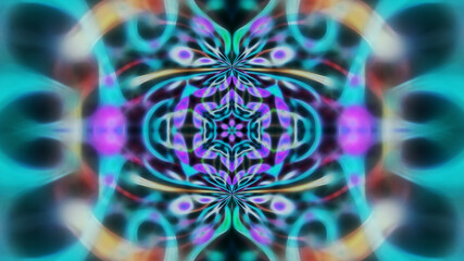 Abstract neon blurry patterned symmetrical background.