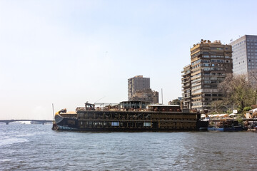 Egypt, Cairo - 05/05/2015: Walk around the city in the afternoon. Buildings and the Nile River.