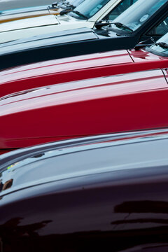 Abstract Image Showing Front End Of Classic Cars Lined Up
