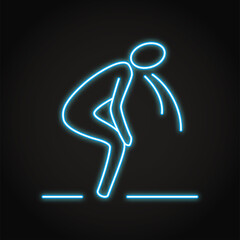 Neon vomiting person icon in line style