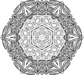Ornamental diwali pattern. Mehndi mandala, Indian Henna. Black and white tattoo design or pattern. Vector illustration