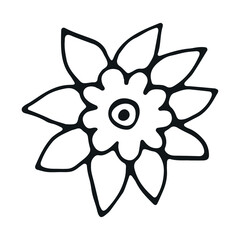 Floral Doodle icon for social media story. Hand drawn doodle chamomile
