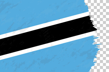 Horizontal Abstract Grunge Brushed Flag of Botswana on Transparent Grid.