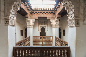 Architecture details of the interior of a riad in Marrakesh