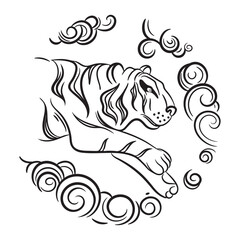 Chinese zodiac sign of the year of the tiger. The symbol of the eastern horoscope.