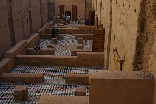 El Badii palace ruins with the geometric pattern ceramic floor