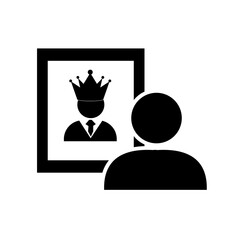 man  reflection in the mirror and crown on his head