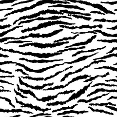 Zebra print, animal skin, tiger stripes, abstract drawing, line background. Amazing hand-drawn vector illustration. - 391538470