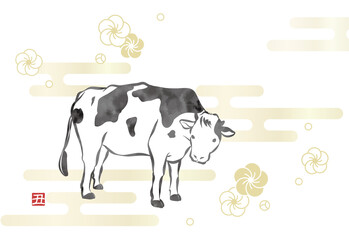 丑年の年賀状テンプレート（文字なし）