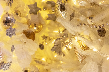 Christmas tree decoration. Background of a greeting card for the new year.