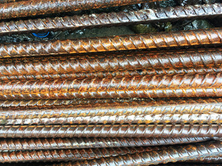 closeup of steel rod,steel bar,rusty iron wire