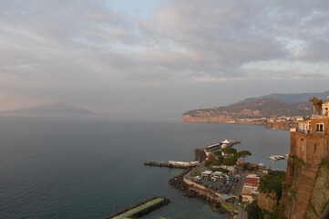 View of coastal town Sorrento on a gloomy day