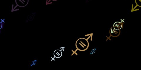 Dark Blue, Yellow vector background with woman symbols.