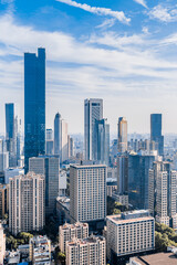 Obraz premium Sunny scenery of Nanjing skyline in Jiangsu Province, China