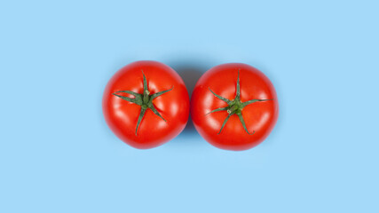 Fresh tomato. Tomato isolated on blue background