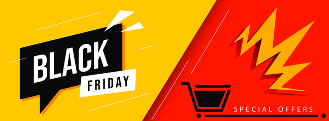Black Friday special offers sales banner vector illustration