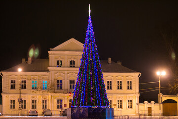 Torzhok, Tver region / Russia, Christmas tree on the square