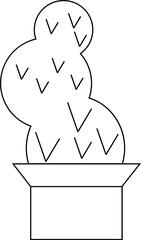 Hand drawn cactus in a pot isolated on white background. Stock vector illustration.
