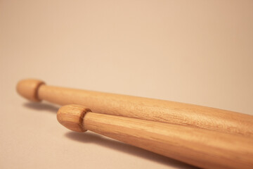 Drumsticks isolated on white background. Wooden drumsticks. Nylon tip drumstick.