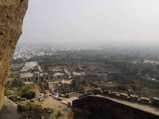 Beautiful aerial view of Golconda Fort in Hyderabad, India