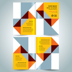 Brochure triangles design template cover. Cmyk profile color